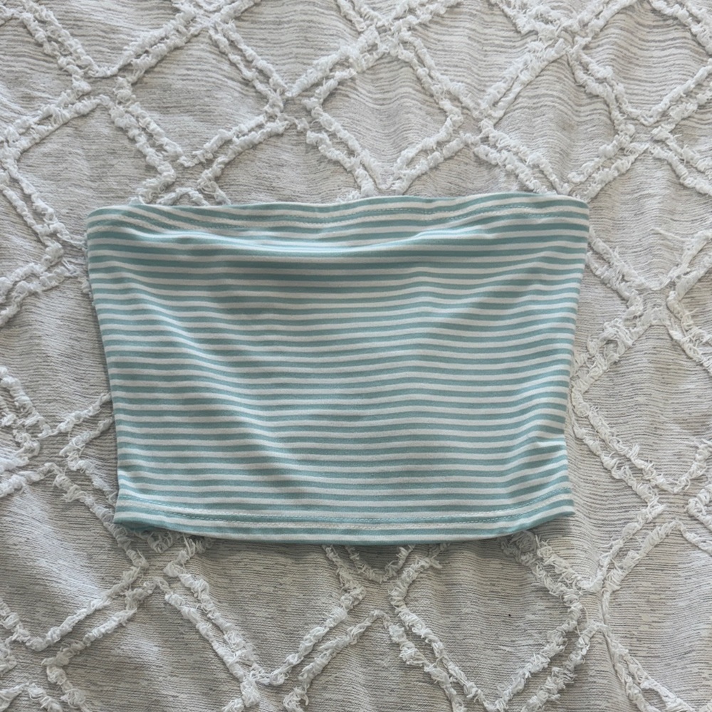 SHEIN Blue and White Striped Crop Top